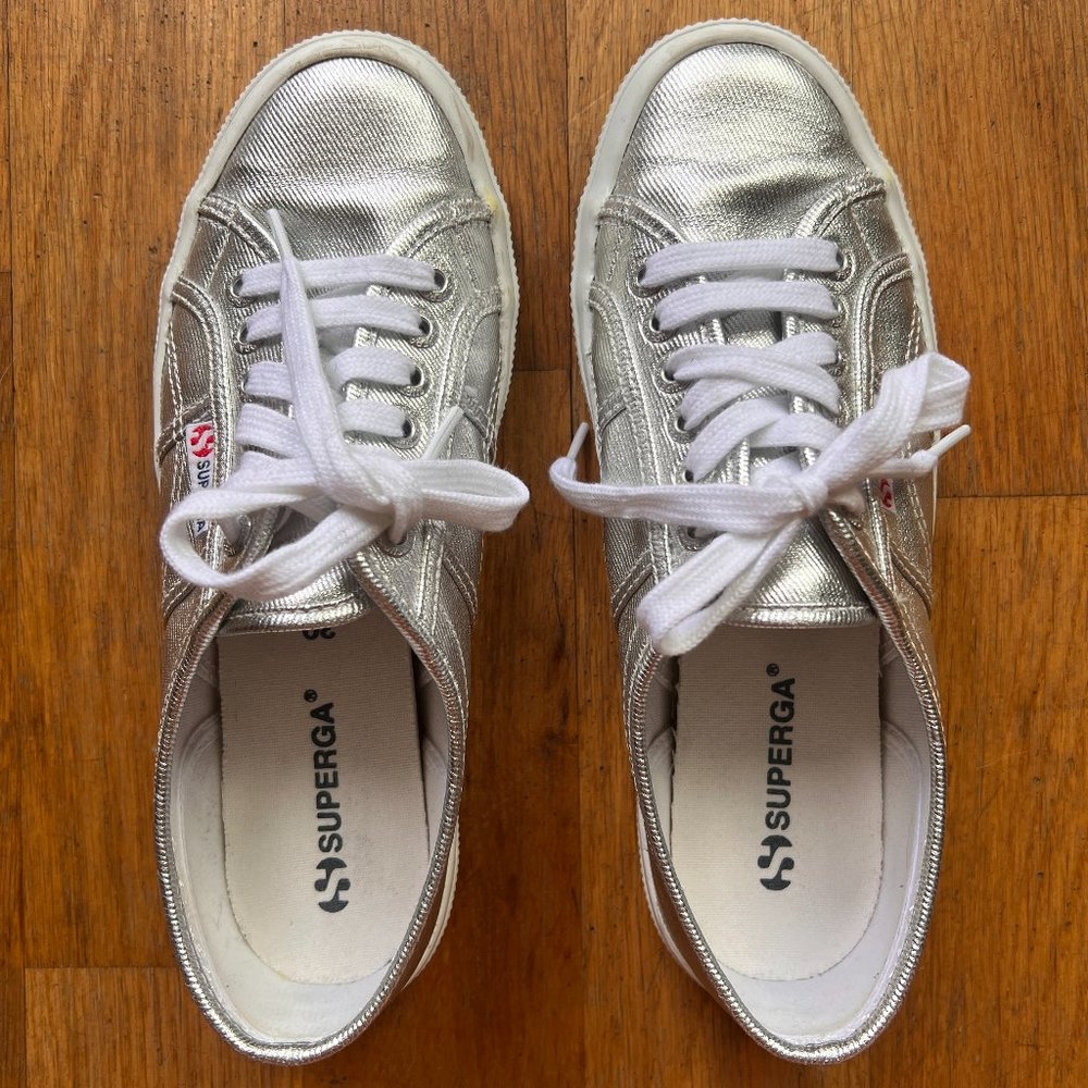 Superga Metallic Silver Sneakers
